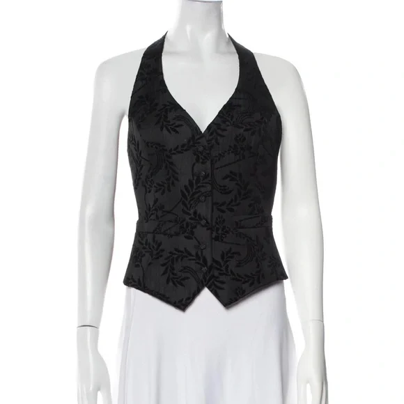 Anne Fontaine Black Brocade Vest - Picture 1 of 10